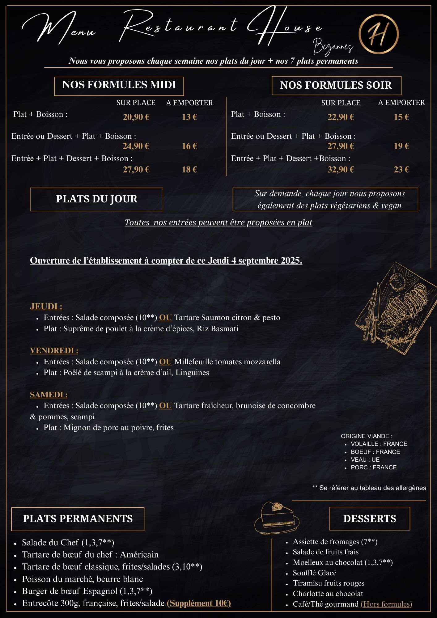 Menu Restaurant Bezannes