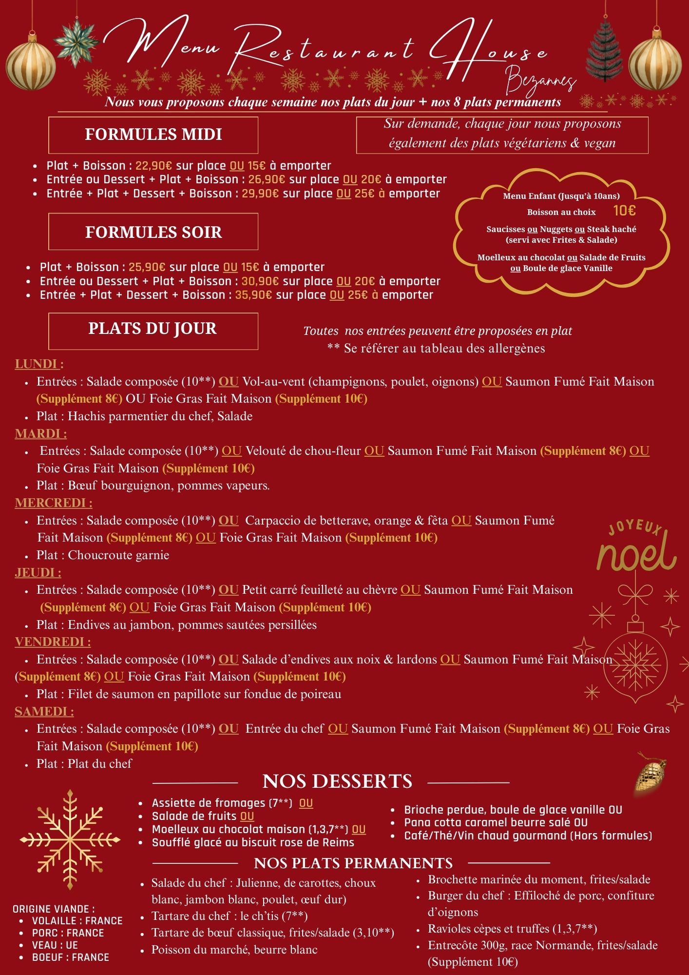 Menu Restaurant Bezannes